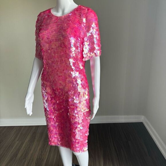 Vintage Silk Pink Beaded Sequin Prom Dress - Picture 3 of 10